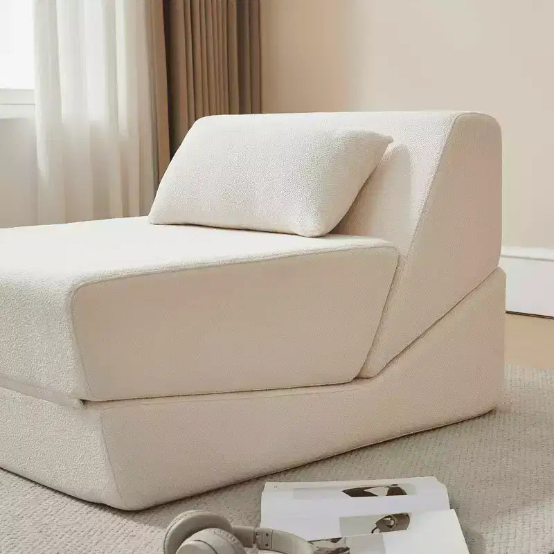Fauteuil-lit convertible 2-en-1 en tissu de laine d'alpaga, canapé-lit peu encombrant pour petits espaces, salon, dortoir, appartement