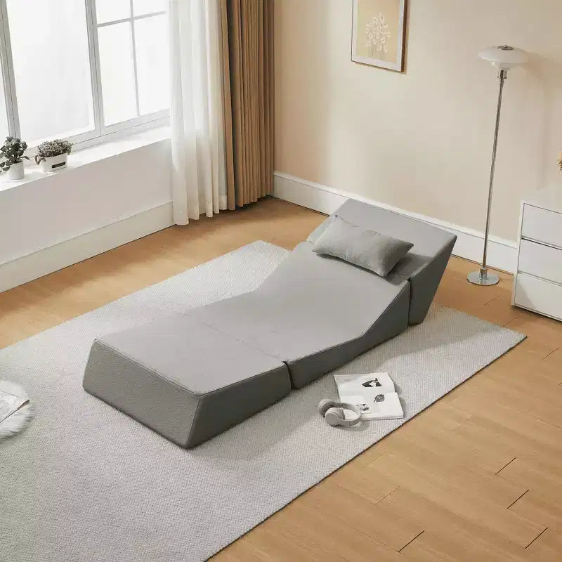 Fauteuil-lit convertible 2-en-1 en tissu de laine d'alpaga, canapé-lit peu encombrant pour petits espaces, salon, dortoir, appartement