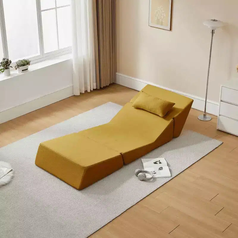 Fauteuil-lit convertible 2-en-1 en tissu de laine d'alpaga, canapé-lit peu encombrant pour petits espaces, salon, dortoir, appartement