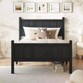 Twin Flat Panel Platform Bed with Headboard and Footboard, Wood Grain Shaker Farmhouse Bed Frame, Black