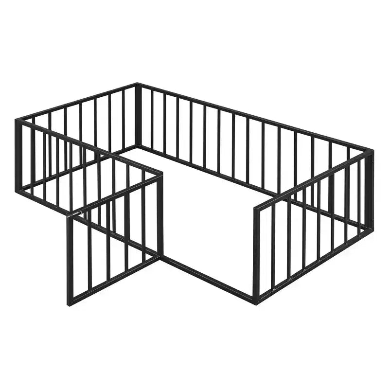 Lit mezzanine en métal avec clôture et porte ouvrante Espace de jeu et de couchage pour enfants