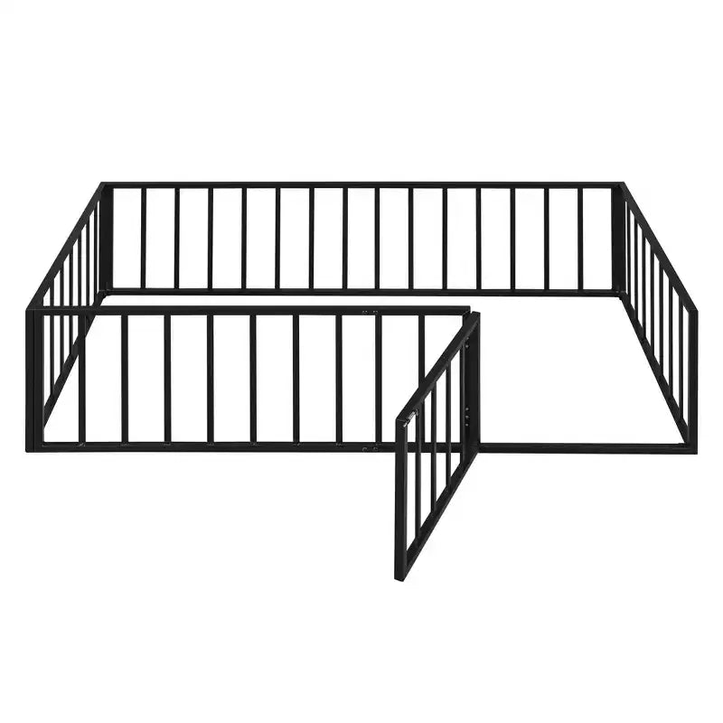 Lit mezzanine en métal avec clôture et porte ouvrante Espace de jeu et de couchage pour enfants