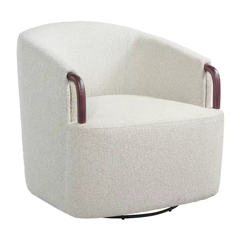 Fauteuil pivotant à 360° - Fauteuil d'appoint rembourré - Fauteuil de lecture ergonomique - Fauteuil de coiffeuse confortable avec dossier incurvé