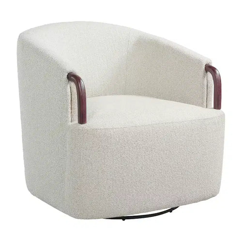 Fauteuil pivotant à 360° - Fauteuil d'appoint rembourré - Fauteuil de lecture ergonomique - Fauteuil de coiffeuse confortable avec dossier incurvé
