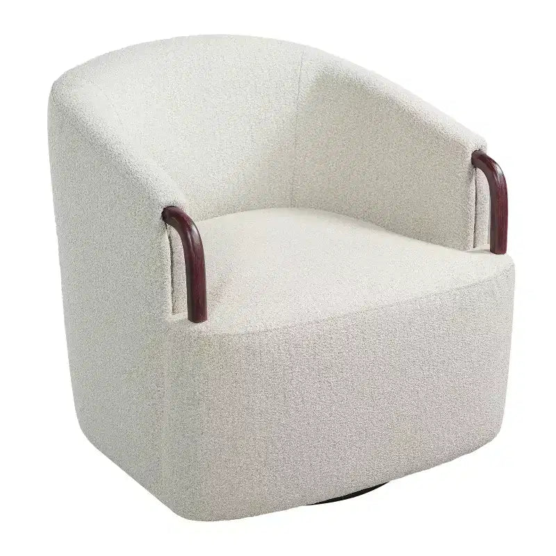 Fauteuil pivotant à 360° - Fauteuil d'appoint rembourré - Fauteuil de lecture ergonomique - Fauteuil de coiffeuse confortable avec dossier incurvé