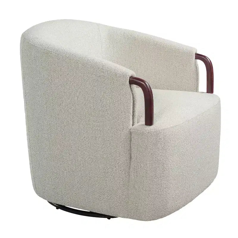 Fauteuil pivotant à 360° - Fauteuil d'appoint rembourré - Fauteuil de lecture ergonomique - Fauteuil de coiffeuse confortable avec dossier incurvé