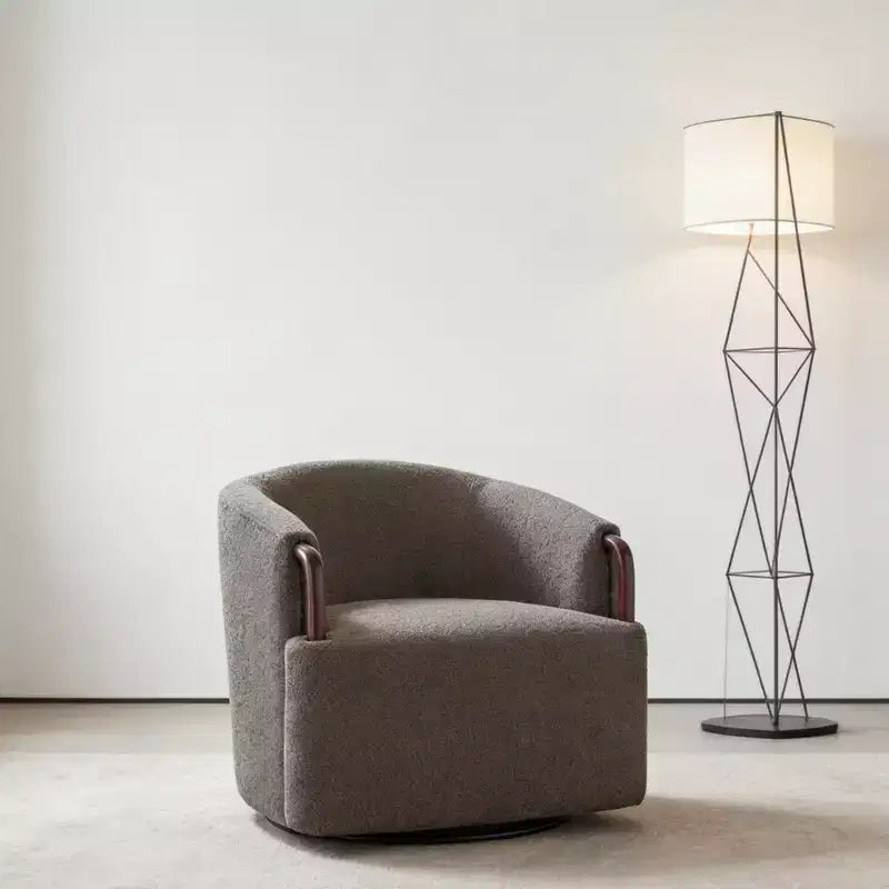 Fauteuil pivotant à 360° - Fauteuil d'appoint rembourré - Fauteuil de lecture ergonomique - Fauteuil de coiffeuse confortable avec dossier incurvé