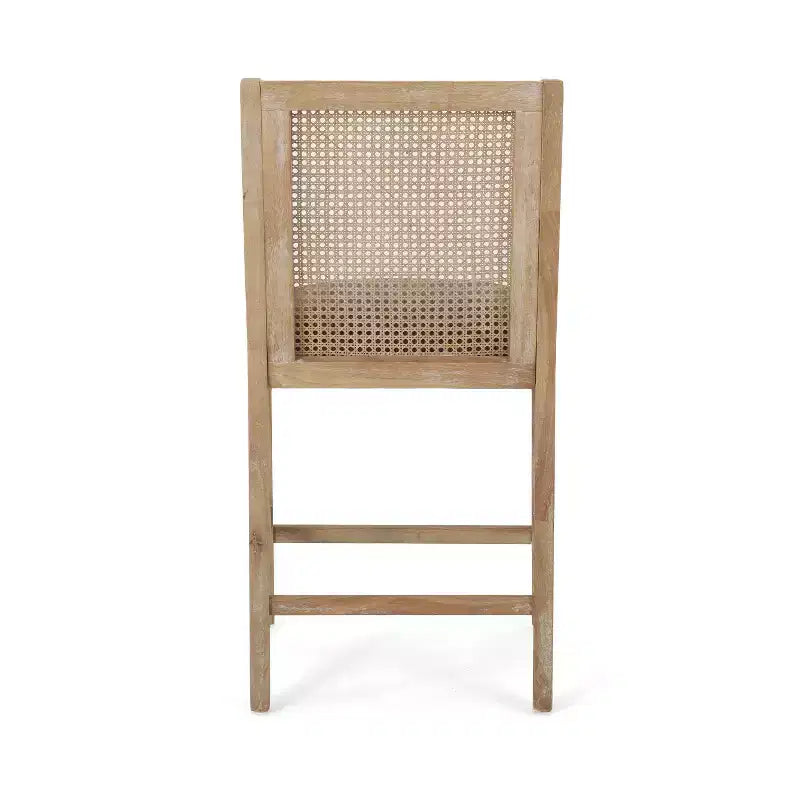 Tabouret de bar rembourré Cataldo en bois et rotin de 64,7 cm, gris anthracite/naturel