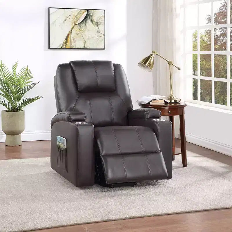 Canapé inclinable électrique Evander Leather Aire marron