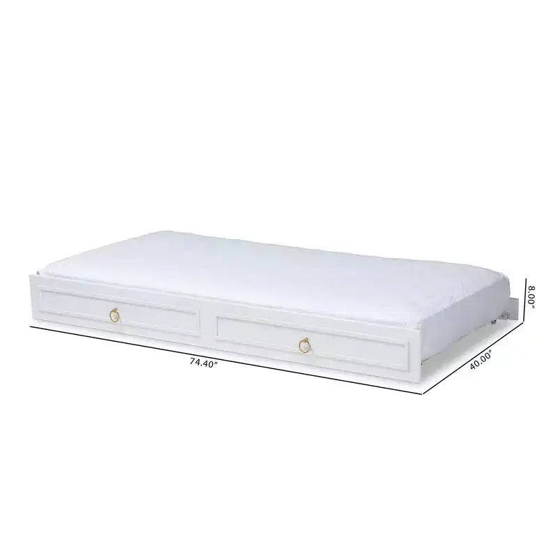 Lit gigogne Mariana en bois finition blanc -