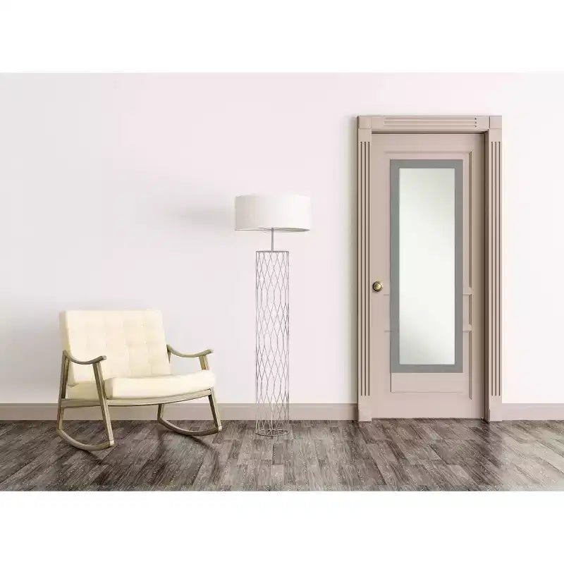 Miroir mural de salle de bain encadré, nickel brossé