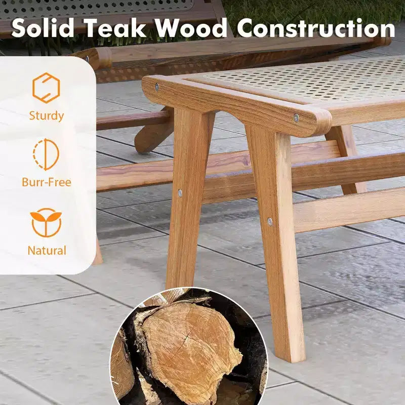 Fauteuil d'appoint moderne du milieu du siècle avec pouf Cadre en bois de teck Style ferme