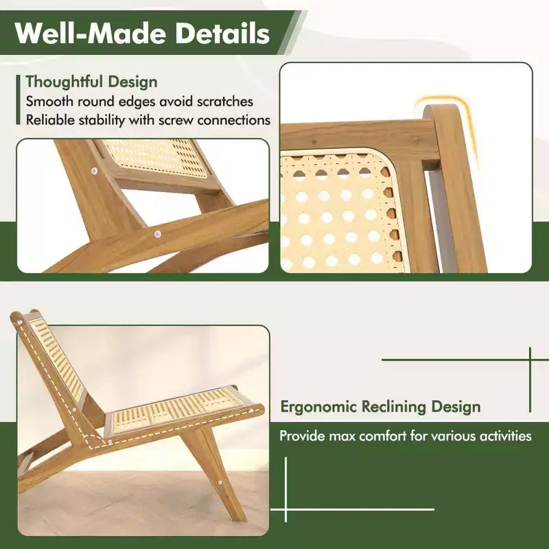 Fauteuil d'appoint moderne du milieu du siècle avec pouf Cadre en bois de teck Style ferme
